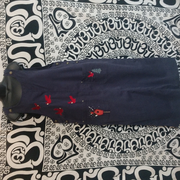 Christopher & Banks Dresses & Skirts - Womens dark blue overall dress by Christopher & Banks with birds. Size M.